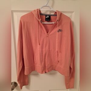 Nike Women's Pink Cropped Zipper Hoodie